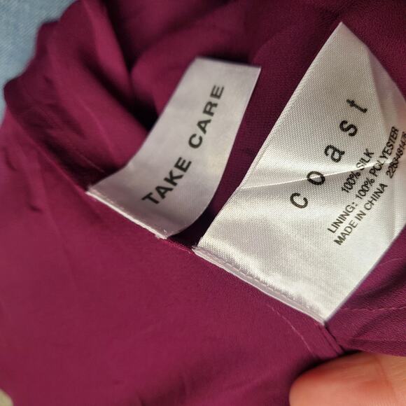 Silk Fairycore Skirt Asymmetrical Hem Magenta Midi Coast - Size 14 - Picture 5 of 8